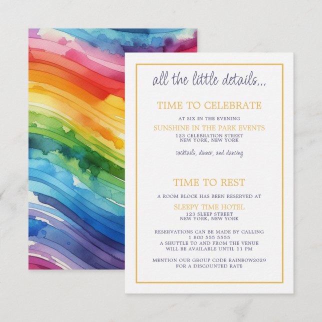 Carte D'accompagnement Mariage Rainbow Cake (Devant / Derrière)
