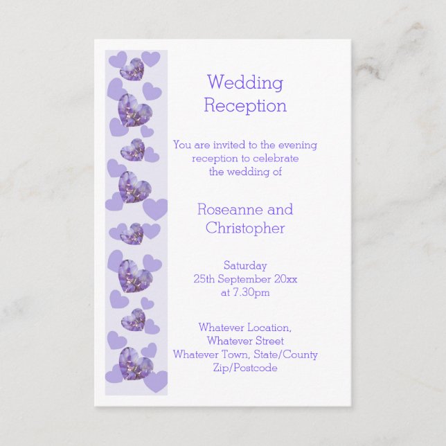 Carte D'accompagnement Mariage Réception Purple Wisteria Heart Design (Devant)