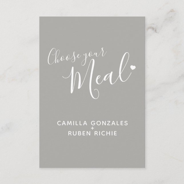 Carte D'accompagnement Mariage repas option script texte gris boîtier (Devant)