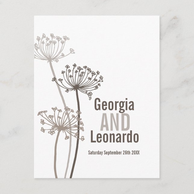 Carte D'accompagnement Mariage repas préférence cervil fleuron brun (Devant)