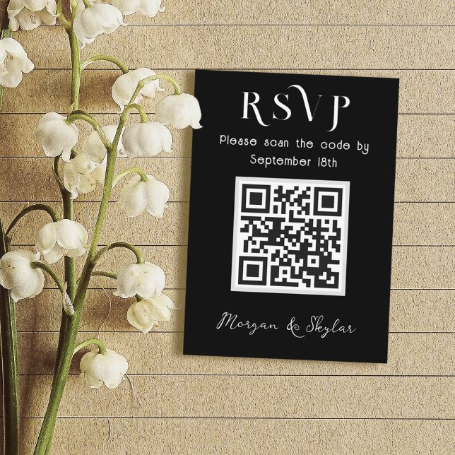 Carte D'accompagnement Mariage Répondre QR code noir n blanc (Créateur téléchargé)