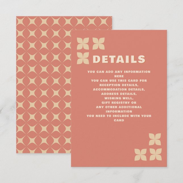 Carte D'accompagnement Mariage Rétro Groovy Années 70 Terracotta (Devant / Derrière)