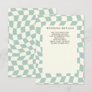 Carte D'accompagnement Mariage Retro Super Green Checkerboard