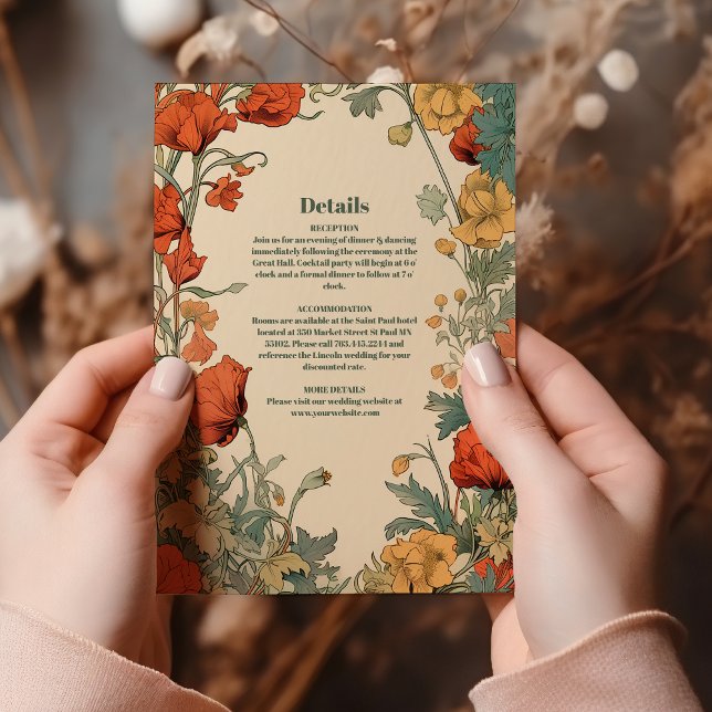 Carte D'accompagnement Mariage romantique Art Nouveau (Créateur téléchargé)