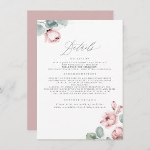 Carte D'accompagnement Mariage Rose Dusty Détails Boîtier