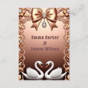Carte D'accompagnement 🌺Mariage Rose Gold Avec Cygnes Blancs 💐