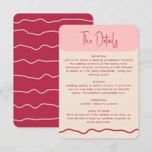 Carte D'accompagnement Mariage rose magenta moderne Gras Verre
