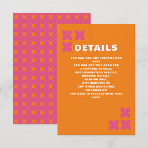 Carte D'accompagnement Mariage Rose Orange Groovy Rétro 70s