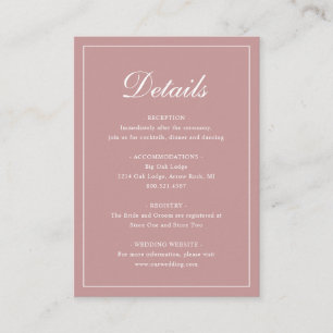 Carte D'accompagnement Mariage rose Rose classique élégant