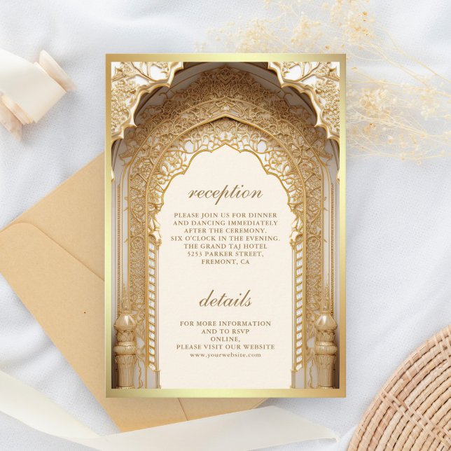 Carte D'accompagnement Mariage Royal Gold Arch Cream (Créateur téléchargé)