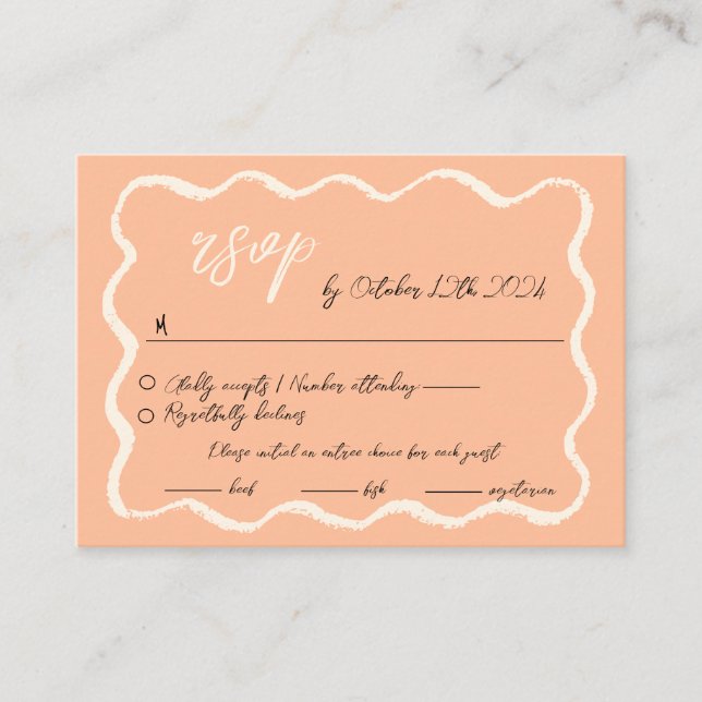 Carte D'accompagnement Mariage RSVP à la main agitée (Devant)
