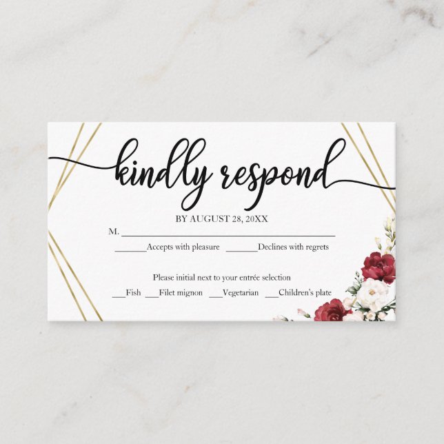 Carte D'accompagnement Mariage RSVP Blanc Floral Géométrique Bois Rustiqu (Devant)