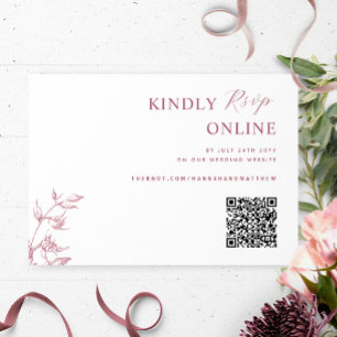 Carte D'accompagnement Mariage RSVP Burgundy et White Elegant QR Code RSV
