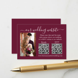 Carte D'accompagnement Mariage RSVP Détails Photo 2 QR Bourgogne