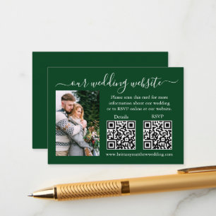 Carte D'accompagnement Mariage RSVP Détails Photo 2 QR Green
