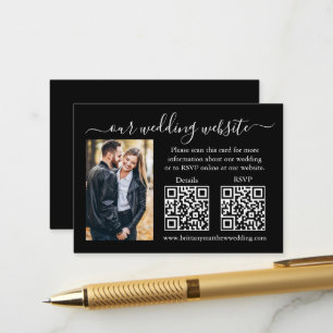 Carte D'accompagnement Mariage RSVP Détails Photo 2 QR Noir