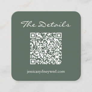 Carte D'accompagnement Mariage RSVP Détails QR Code Dark Sage Carré