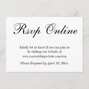 Carte D'accompagnement Mariage RSVP en ligne simple élégant noir et blanc