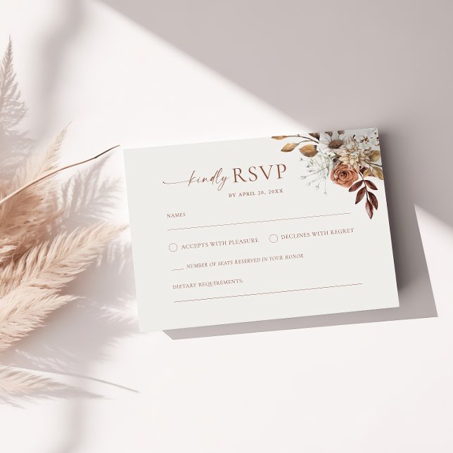 Carte D'accompagnement Mariage RSVP Floral Terracotta (Créateur téléchargé)