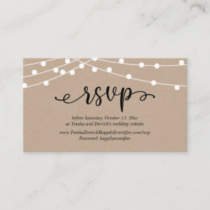 Carte D'accompagnement Mariage RSVP, Lumières à cordes Kraft Rustique