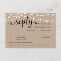 Mariage RSVP, Options de repas, voyants à cordes K