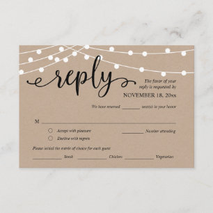 Carte D'accompagnement Mariage RSVP, Options de repas, voyants à cordes K