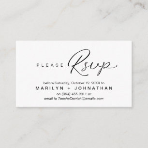 Carte D'accompagnement Mariage RSVP par téléphone ou par courriel réponse