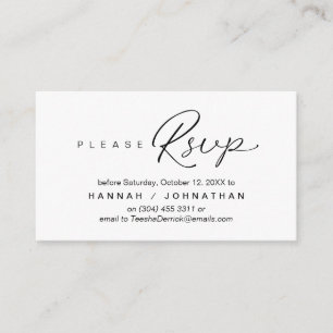 Carte D'accompagnement Mariage RSVP par téléphone ou par courriel réponse