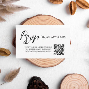 Carte D'accompagnement Mariage RSVP QR Code Simple Clean Minimaliste