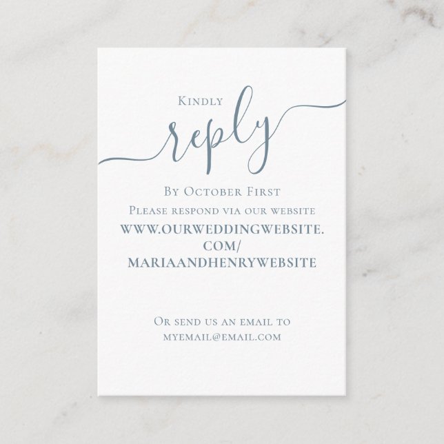 Carte D'accompagnement Mariage RSVP QR Code Simple Dusty Blue (Devant)