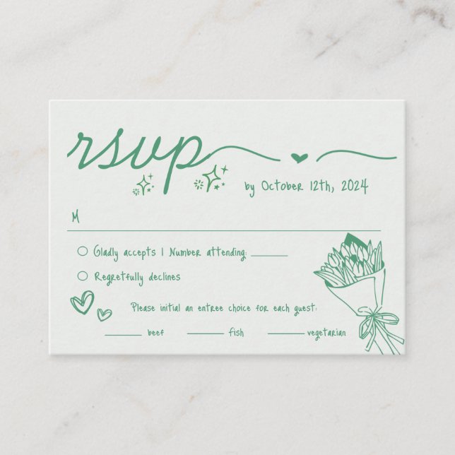 Carte D'accompagnement Mariage RSVP Quirky RSVP (Devant)