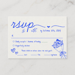 Carte D'accompagnement Mariage RSVP Quirky RSVP dessiné à la main