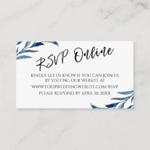 Carte D'accompagnement Mariage RSVP Typographie en ligne Feuilles peints 