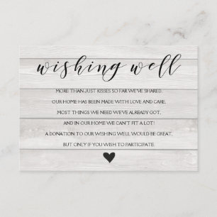 Carte D'accompagnement Mariage rustique bois blanc Wishing bien insérer l