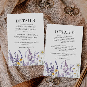 Carte D'accompagnement Mariage rustique de fleurs sauvages élégant et mod