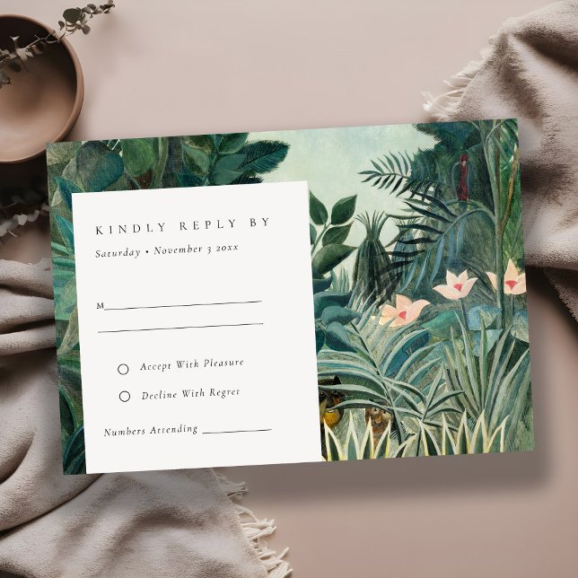 Carte D'accompagnement Mariage rustique Exotique Tropical Pluie Forêt RSV (Créateur téléchargé)