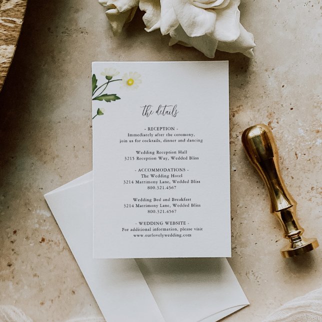 Carte D'accompagnement Mariage rustique floral Marguerite blanche (Créateur téléchargé)