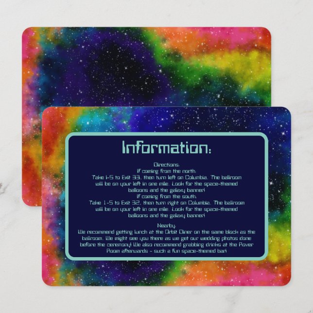 Carte D'accompagnement Mariage Sci-Fi Galactique (Devant / Derrière)