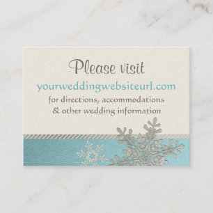 Carte D'accompagnement Mariage Silver Blue Snowflake Site Web Insérer une