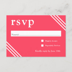 Carte D'accompagnement Mariage simple de corail brillant moderne RSVP