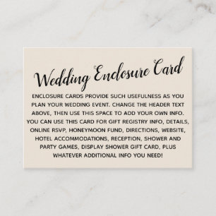 Carte D'accompagnement Mariage Simple DIY Personnalisé Simple Crème Polyv