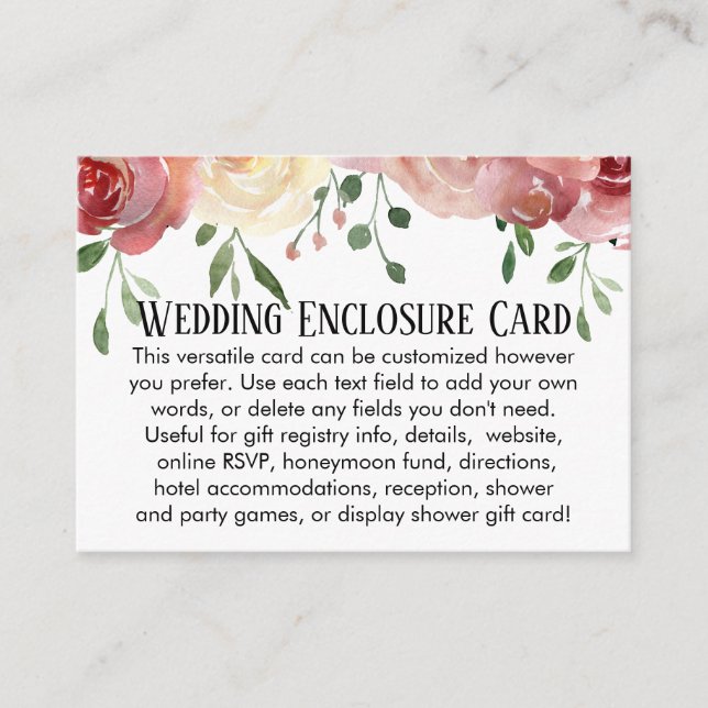 Carte D'accompagnement Mariage simple do-it-yourself personnalisé Blush R (Devant)