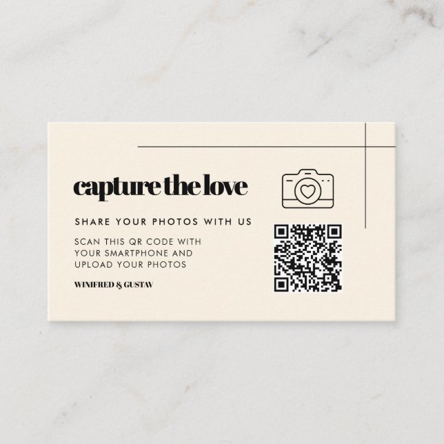 Carte D'accompagnement Mariage simple, élégant et chic Capturez l'amour (Devant)