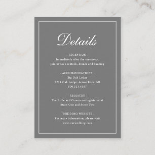 Carte D'accompagnement Mariage simple gris formel traditionnel élégant