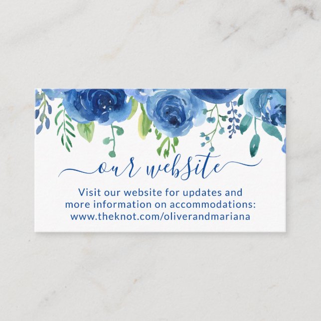 Carte D'accompagnement Mariage site Web Fleur Bleu Marine  (Devant)