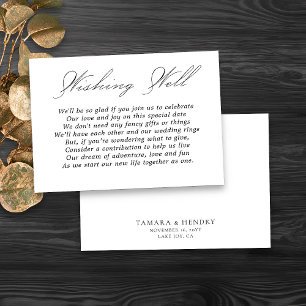 Carte D'accompagnement Mariage souhaitant bien Calligraphie Script Blanc