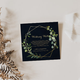 Carte D'accompagnement Mariage vert bleu or géométrique Wishing well