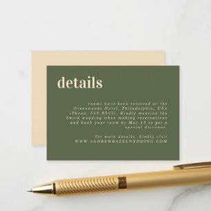 Carte D'accompagnement Mariage vert Boho Moss moderne