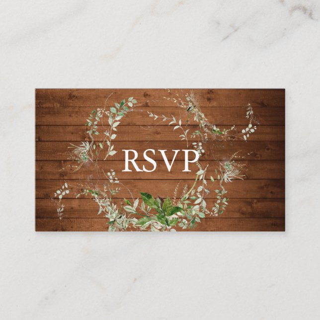 Carte D'accompagnement Mariage vert rustique RSVP (Devant)