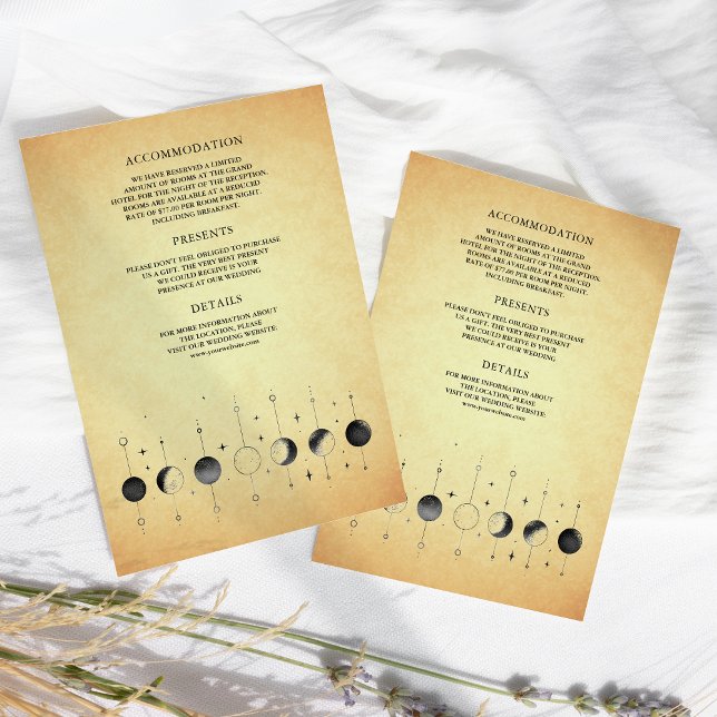 Carte D'accompagnement Mariage Vintage Céleste Phases de la Lune Croissan (Créateur téléchargé)